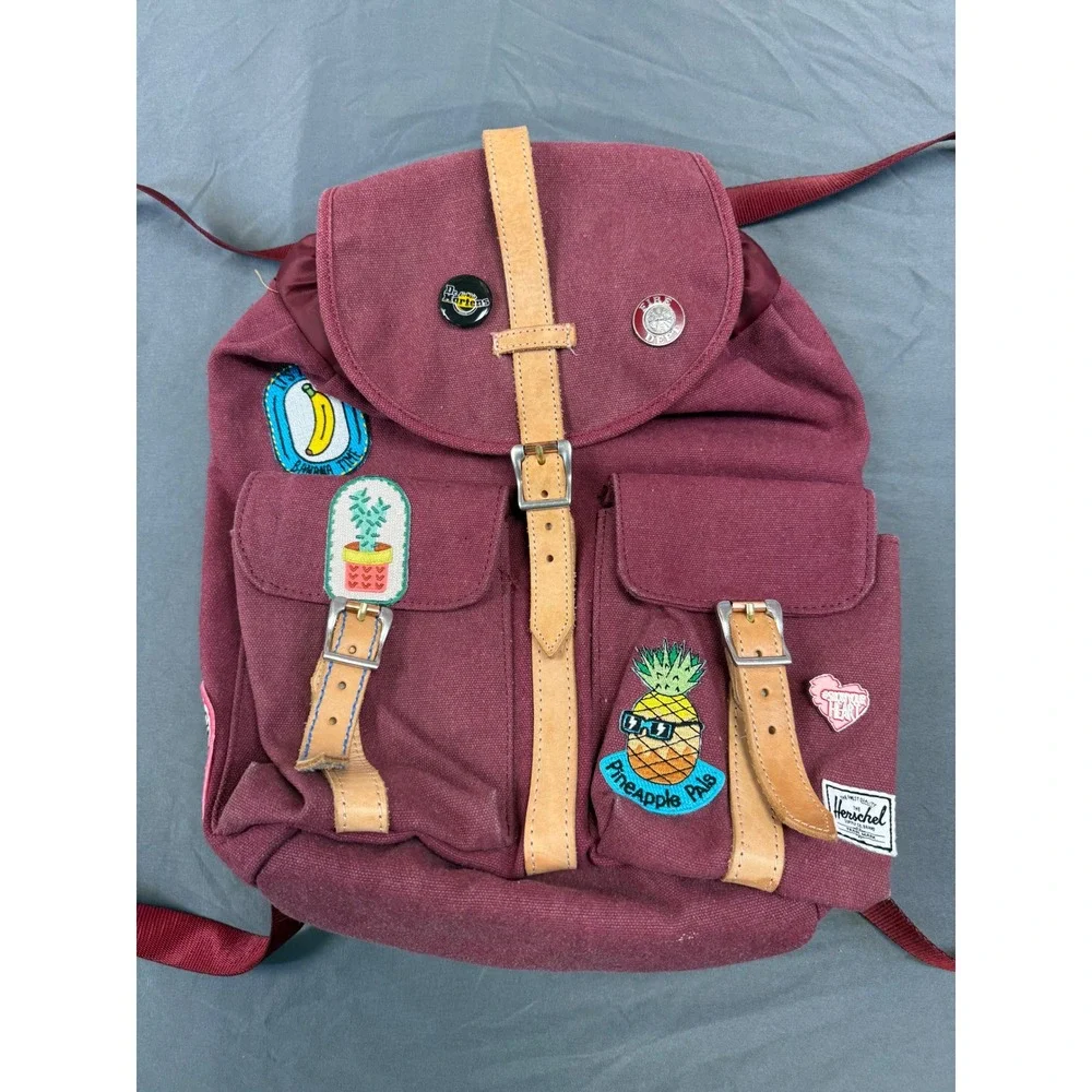 Herschel‎ Supply Co Select Series Burgundy Dawson Backpack Patches Leather Trim